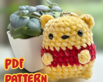Mini Winnie Puuh Schlüsselanhänger Häkelanleitung | Zubehör | Amigurumi | Muster | Geschenk | Digitale Dateien
