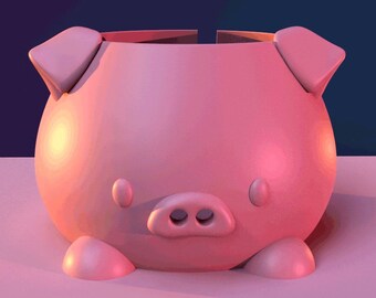 Soporte para cuenco de lana con forma de cerdito regordete: Impresión 3D de ganchillo y punto (archivos digitales para impresión 3D)
