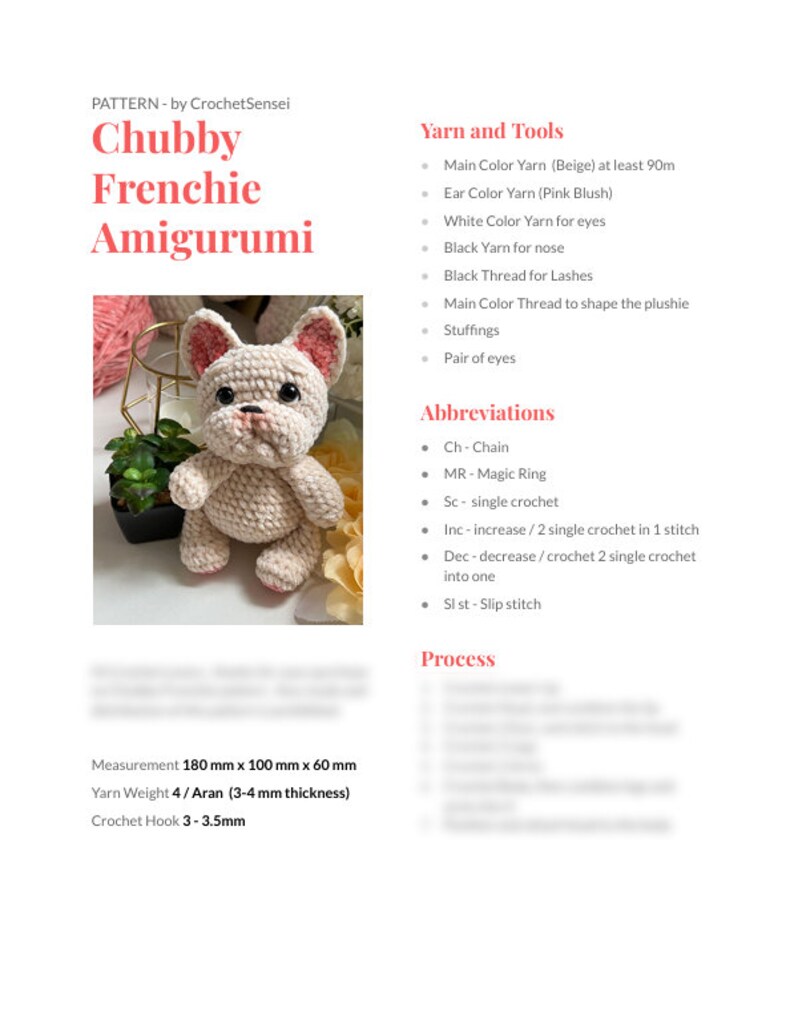 French Bulldog Crochet Frenchie Pattern | Accessories | Amigurumi ...