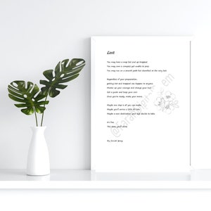 Lost - Motivierendes Gedicht für diejenigen, die im Leben verloren sind. Original Gedicht als Digitaldruck erhältlich. Ein erfrischendes Geburtstagsgeschenk.