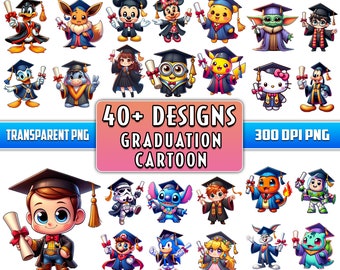 40+ Designs Cartoon Graduation PNG Mega Bundle, Graduation 2024 PNG Sublimation, Graduation Chibi PNG Clipart Sublimation Digital Download