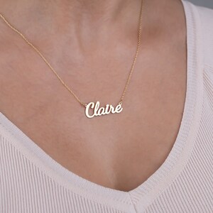 Name Necklace Gold, 14K Solid Gold Name Necklace, Valentine jewelry, Name Necklace 14K, Personalized Gifts, Necklace For Woman, Gift For lover, Valentine Gift Wife, Minimalist Necklace, Handmade Necklace