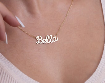 Name Necklace 14K, Birthday Gift, Valentine's Day Gift for Women, Name Necklace Gold, 14K Solid Gold Name Necklace Personalized Gifts