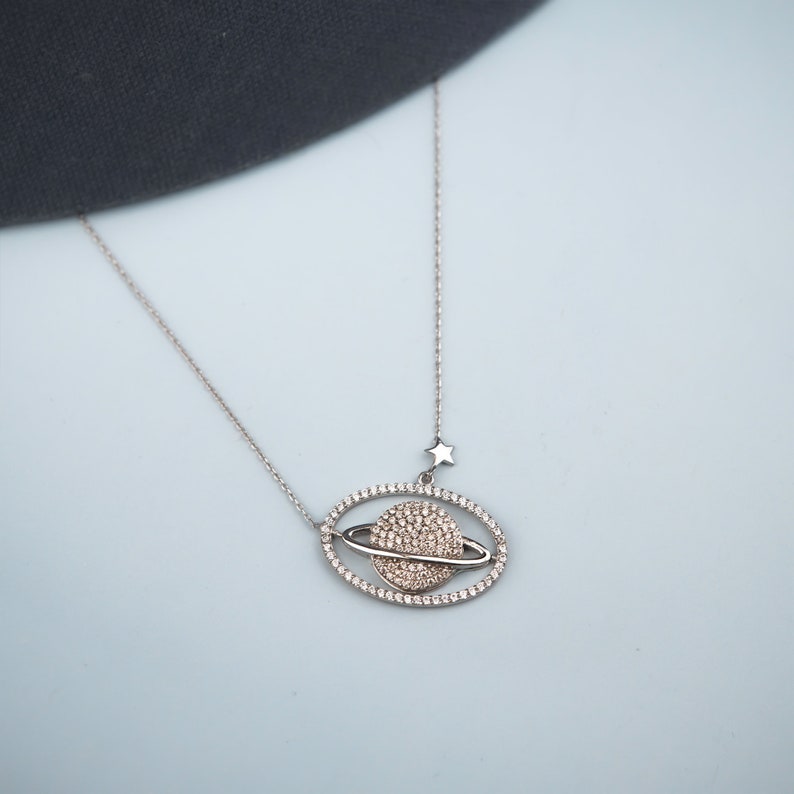 Gold Planet Necklace, Space Necklace, Tiny Gold Saturn Necklace, Celestial Jewellery, Solar System Jewelry, Everyday Necklace, Birthday Gift, Valentine Day Gift for Women, Valentine jewelry, Gift for lover