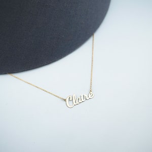 Name Necklace Gold, 14K Solid Gold Name Necklace, Valentine jewelry, Name Necklace 14K, Personalized Gifts, Necklace For Woman, Gift For lover, Valentine Gift Wife, Minimalist Necklace, Handmade Necklace