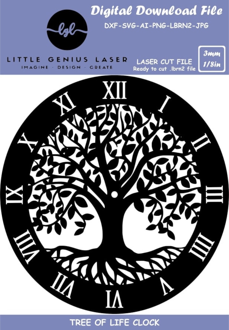 Tree of Life Clock Laser Cut Digital Download File Etsy