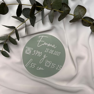 Geburtsschild - Geburtsscheibe - Geschenk zur Geburt - Geburtsdaten - Größe, Gewicht - Newborn Shooting - Baby Geburtsgeschenk