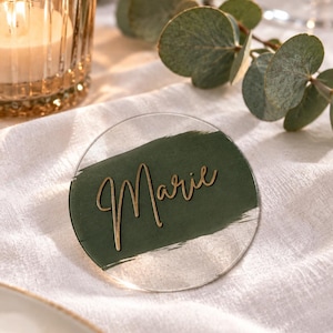 Place card - Coaster - Name tag - Wedding table decoration - Acrylic sign - Acrylic - Decoration - Wedding place card - Personalized