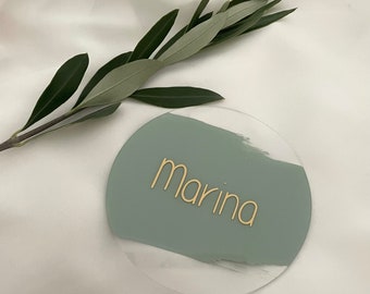 Place card - coaster - name tag - table decoration wedding - acrylic sign - acrylic - decoration - place card wedding - personalised