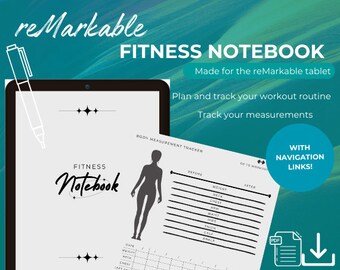 reMarkable 2 Template | Fitness Notebook | Workout Planner | Exercise Journal | Hyperlinked | Fitness Tracker e-ink | Measurement Tracker