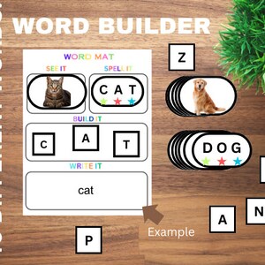 CVC Words Builder, CVC Worksheet, Learn To Read, Spelling & Writing Practice, Preschool, Kindergarten Printable, Phonics Game, Sight Words