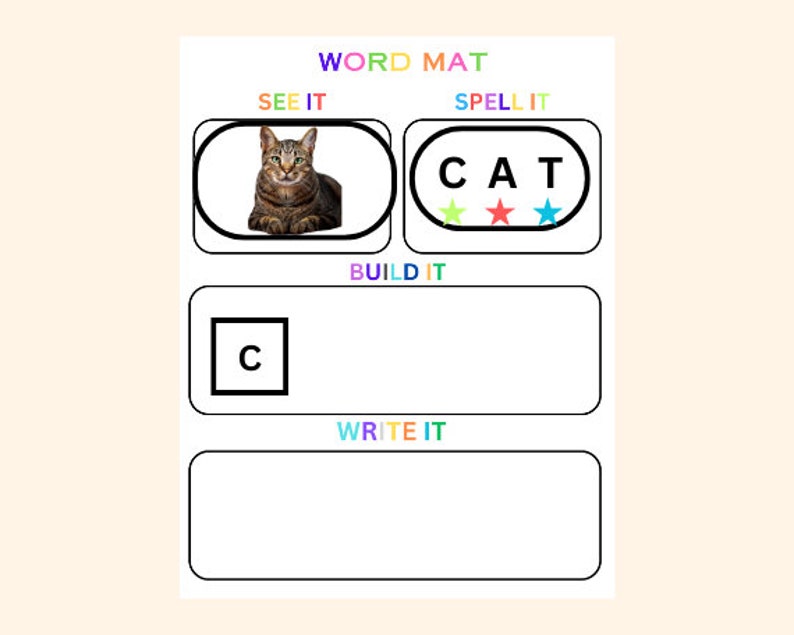 CVC Words Builder, CVC Worksheet, Learn To Read, Spelling & Writing Practice, Preschool, Kindergarten Printable, Phonics Game, Sight Words image 4