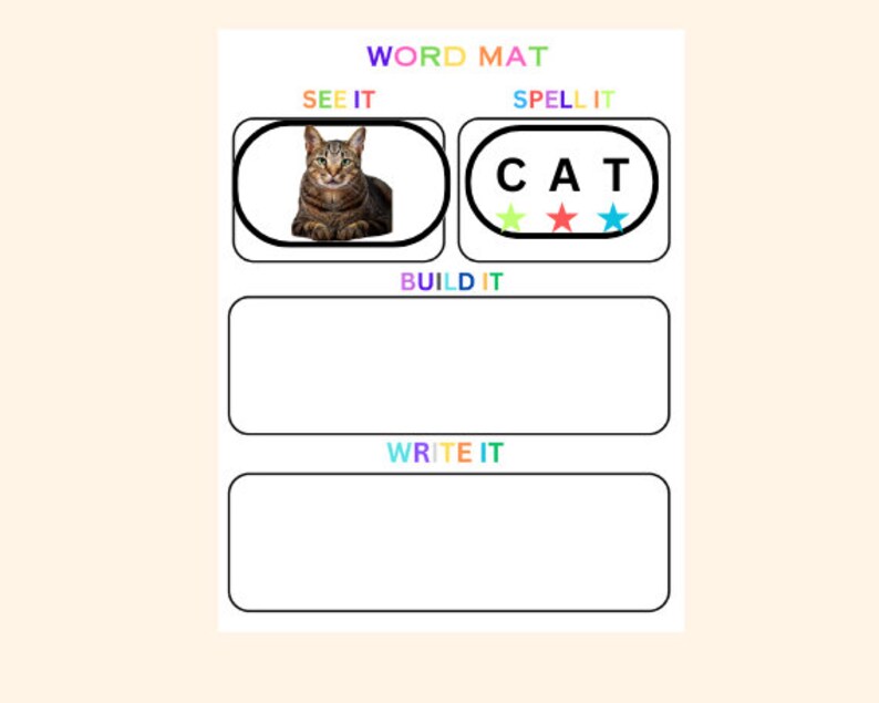 CVC Words Builder, CVC Worksheet, Learn To Read, Spelling & Writing Practice, Preschool, Kindergarten Printable, Phonics Game, Sight Words image 3