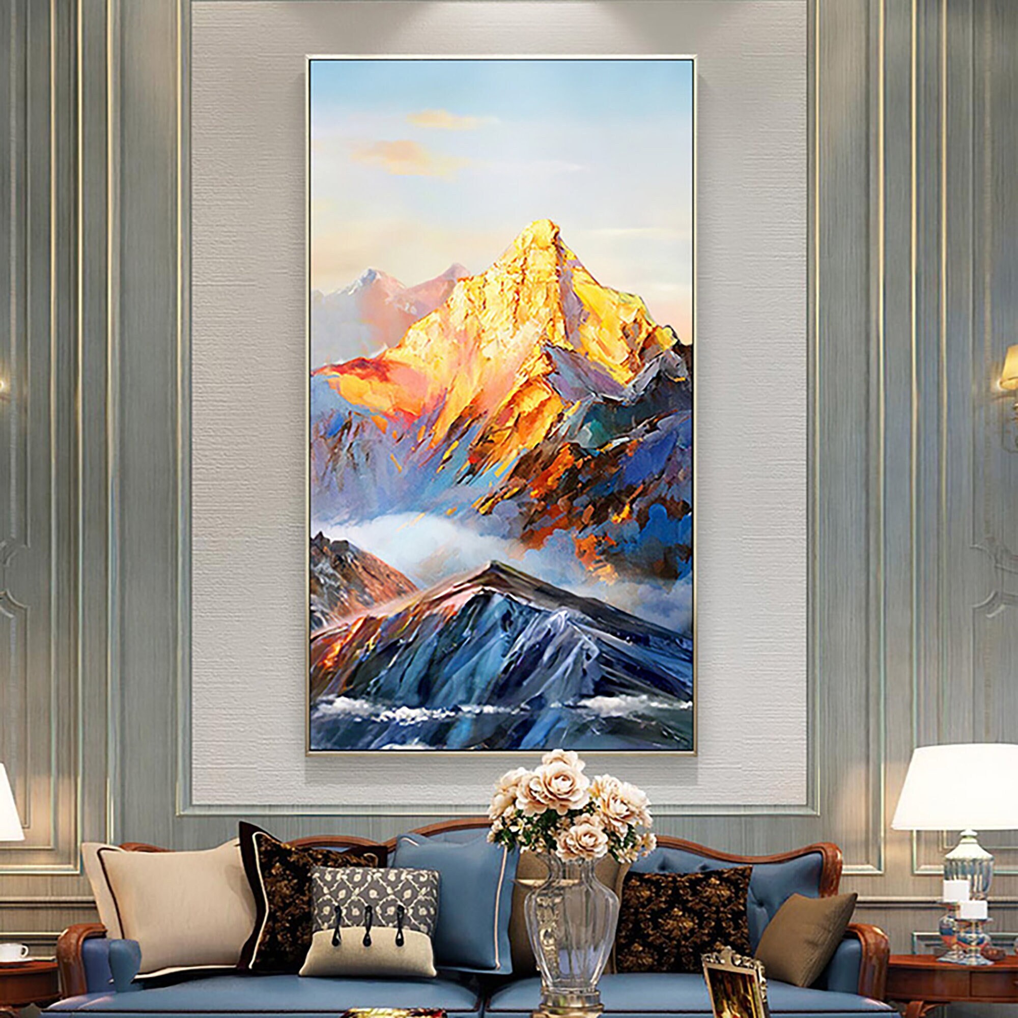 Abstract Mountain Painting Etsy UK