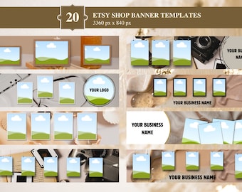 Beige minimalistische Etsy-bannersjablonen: aanpasbare canvashopbanners (20 ontwerpen)