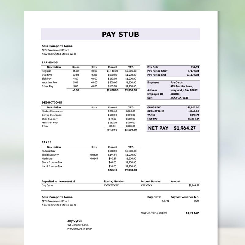 Paystubs Template Etsy Paystubs Template Etsy