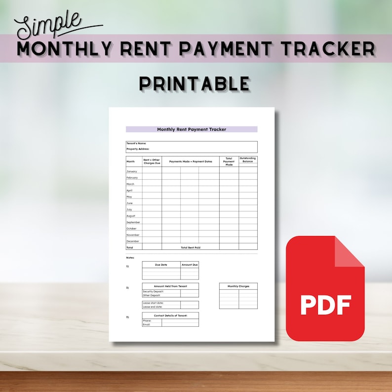 Rent Payment Ledger Monthly Rent Payment Tracker Printable Rent Rent Payment Ledger Monthly Rent Payment Tracker Printable Rent