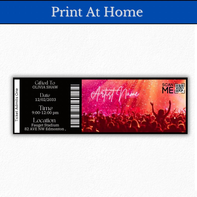 DIY Concert Ticket Template: Editable QR Code Keepsake (canva) - Etsy