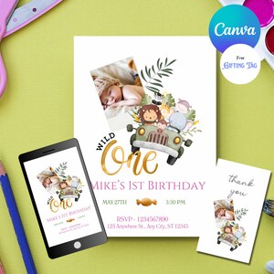 Wild One Digital Invitation | Lion King Birthday Invitation | Editable Digital Download | Safari First Birthday Evite | Hakuna Matata Party