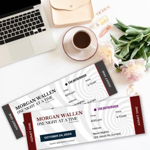 Morgan Wallen Surprise Live Concert Editable Digital Ticket A Night of Country Magic and Unforgettable Surprises Collectible Theater Ticket