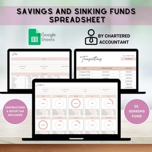 Savings and Sinking Funds Spreadsheet, Savings Tracker, Sinking Fund Planner, Sinking Funds Tracker Spreadsheet, Budget Spreadsheet, G Sheet