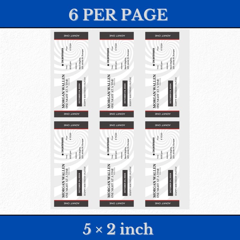 Wallen Concert Ticket Template Editable Surprise Gift (digital