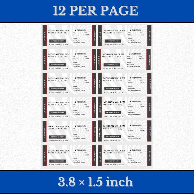 Wallen Concert Ticket Template Editable Surprise Gift (digital
