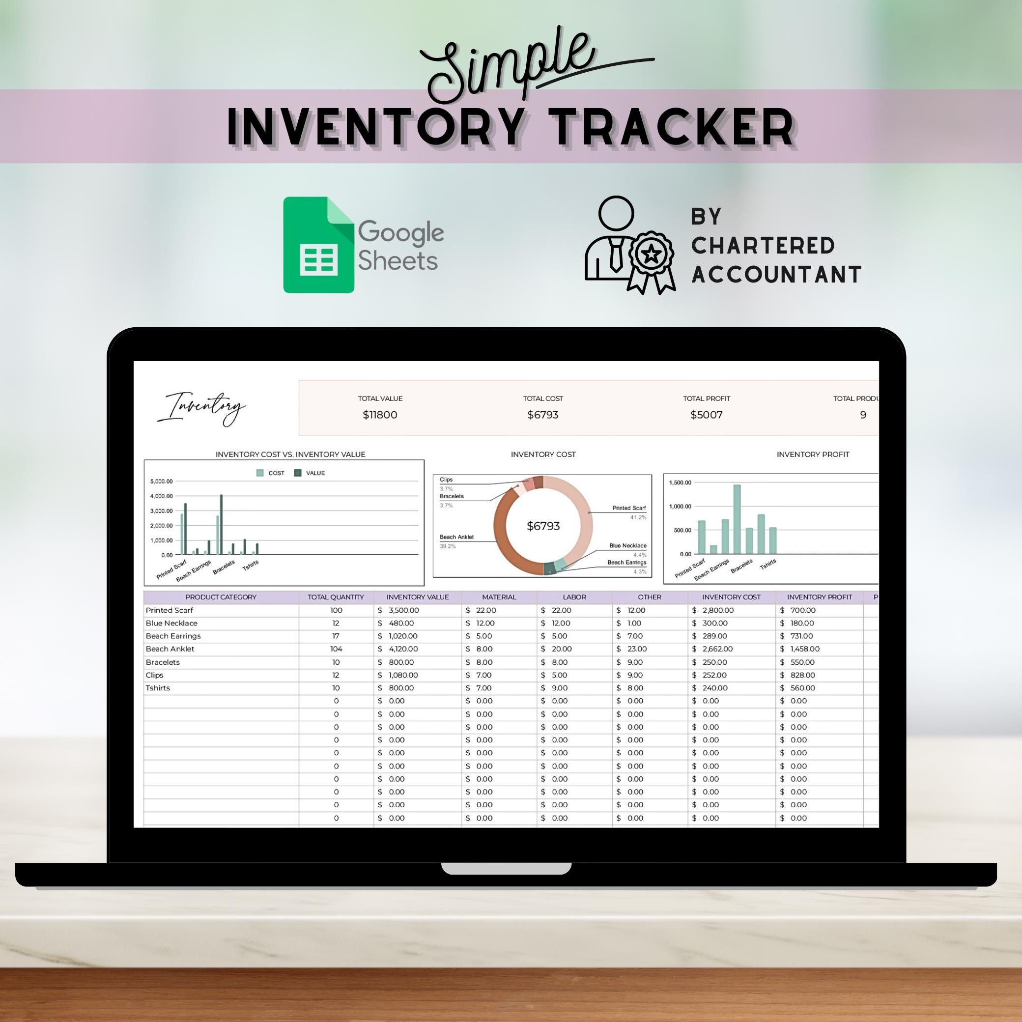Small Business Inventory Tracker: Google Sheets Template - Etsy
