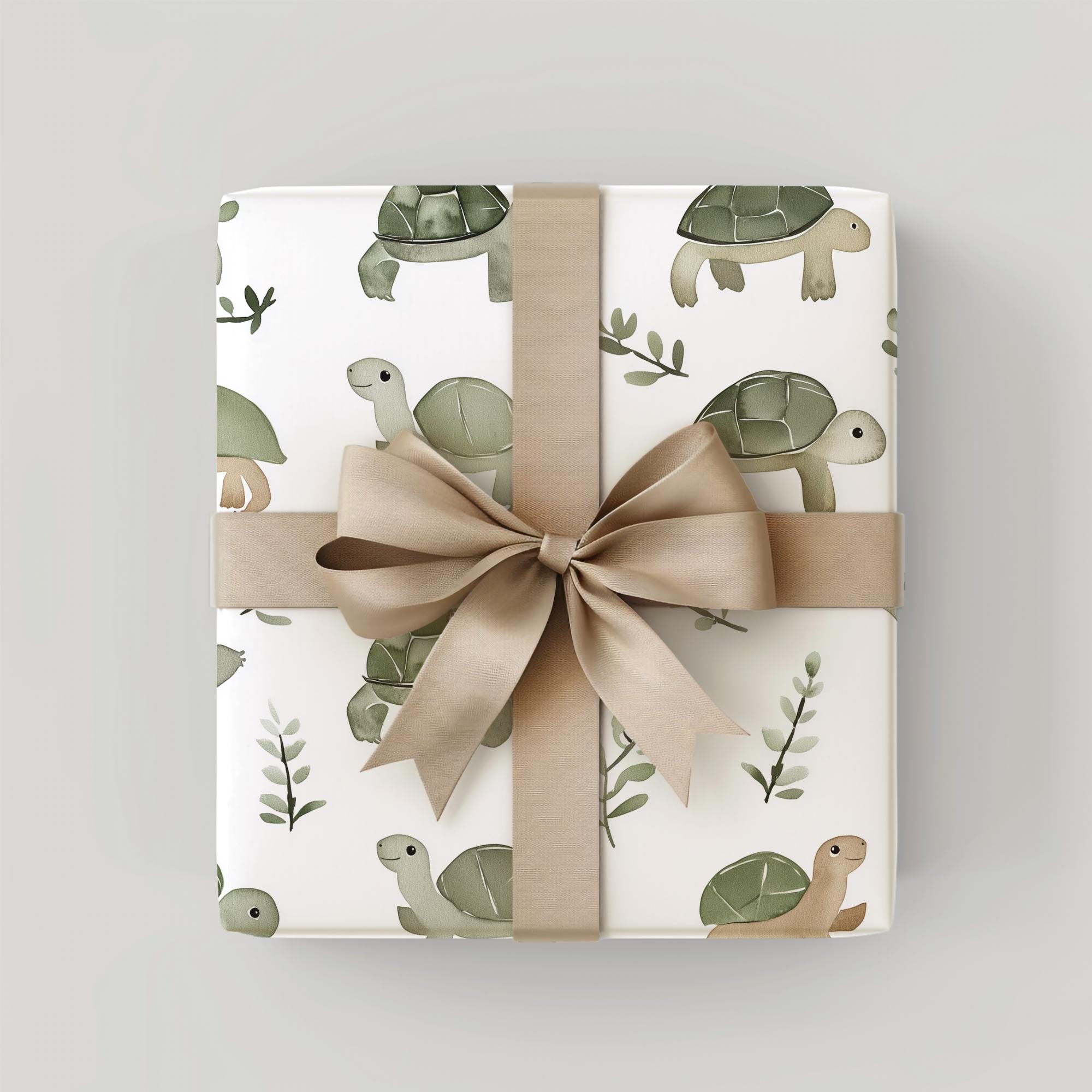 Cute Turtle Watercolor Wrapping Paper Baby Shower Celebration ...