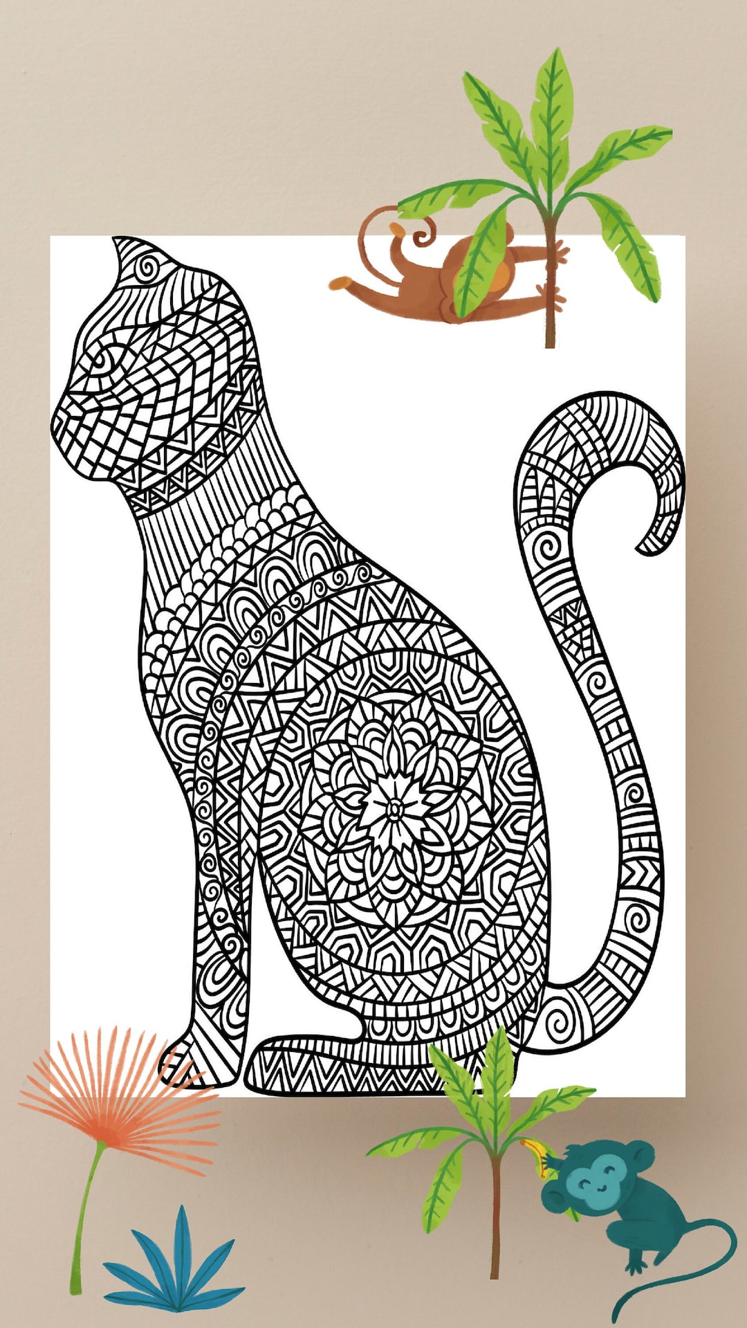 Downloadable Adult Animal Coloring Pages - Etsy