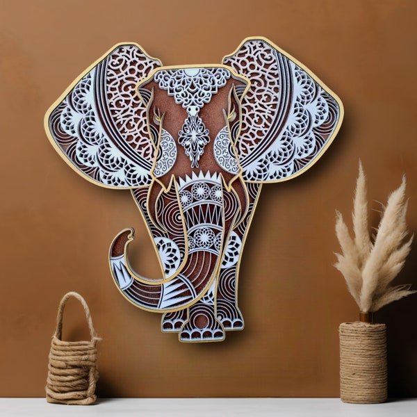 Colorful 3D Elephant Mandala Wall Art: Unique Elephant Gift