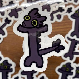 Autocollant en vinyle danse du dragon édenté : autocollant mème imperméable
