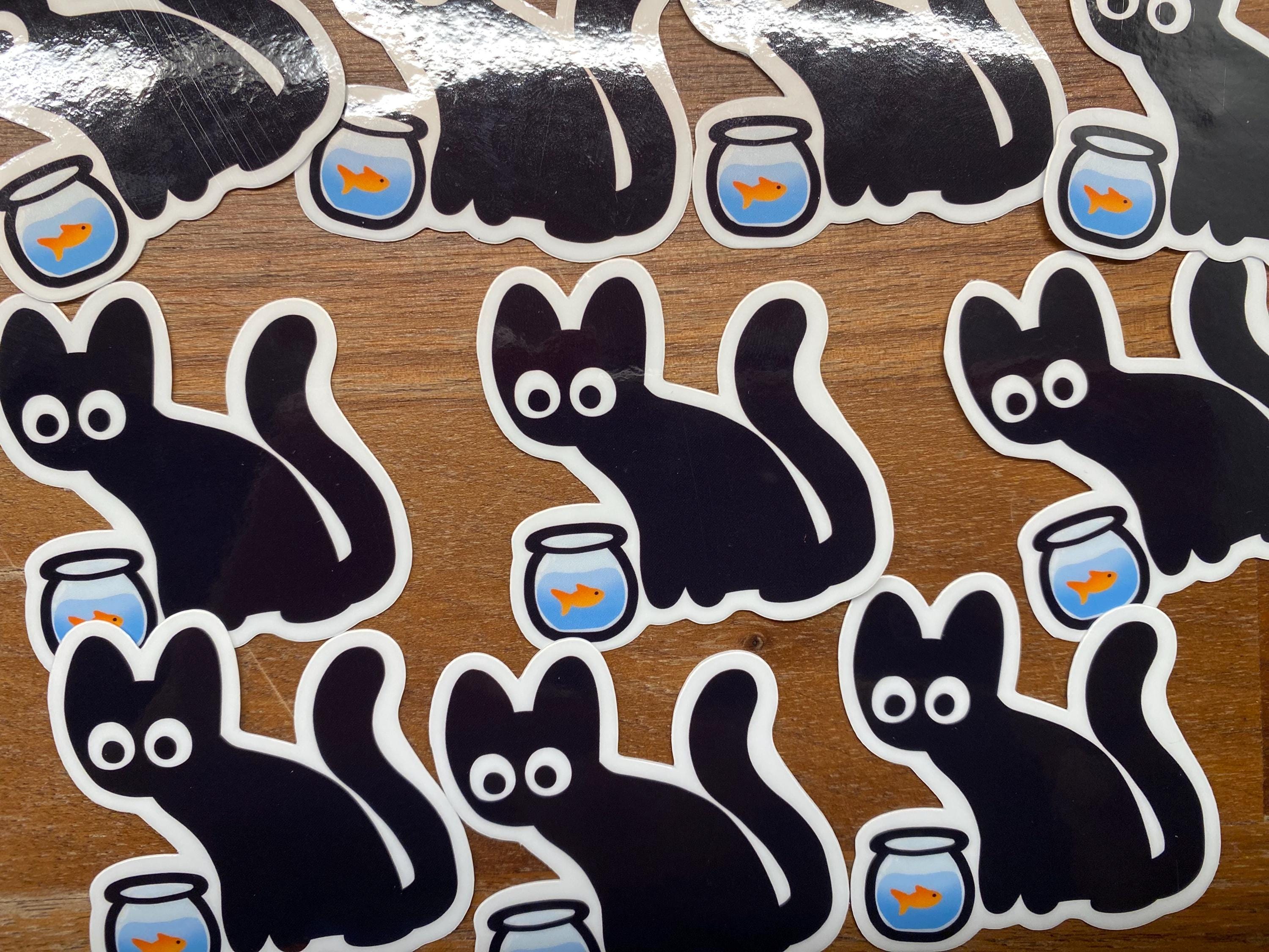 Black Cat With Fishbowl Vinyl Sticker - Waterproof Decal - Etsy