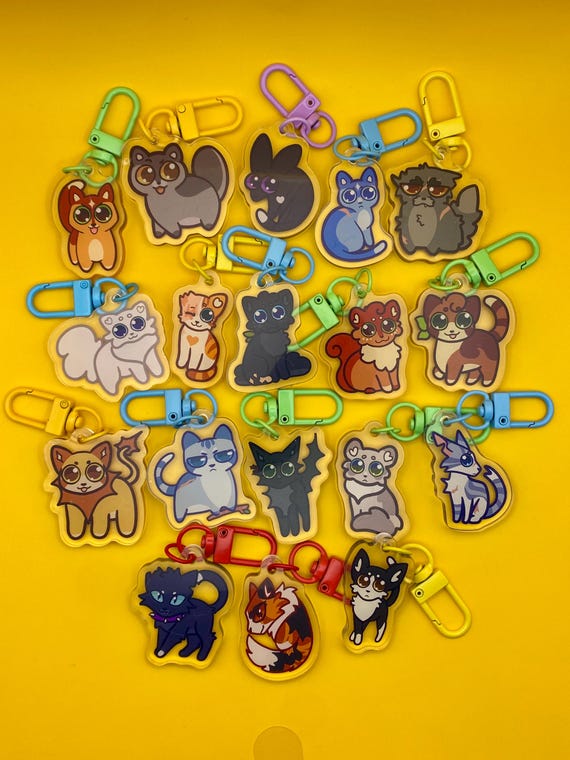 Warrior Cats Acrylic Keychain Set: Firestar, Ravenpaw, and More (1.5in)