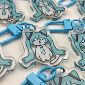 Llavero acrílico de gato Hatsune Miku de 3,8 cm / Doble cara, regalo de fan art de Vocaloid