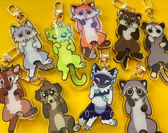 Fox Wolf Deer Protogen Alien Cat Puppy Dog Otter Opposum Raccoon Acrylic Keychain: Furry Ita Bag Charm