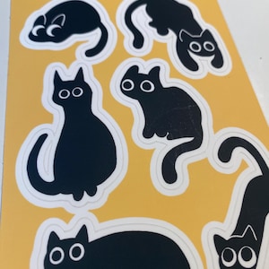 Black Cat Sticker Sheet / Waterbottle / Scrabbooking / Journaling / Tumbler / Laptop Decal / Cat Sticker