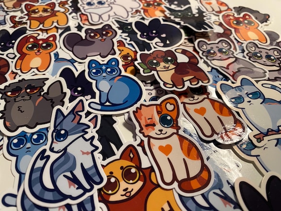 Warrior Cats Vinyl Sticker Set 2 inches Firestar Ravenpaw Greystripe Yellowfang Bluestar Jayfeather