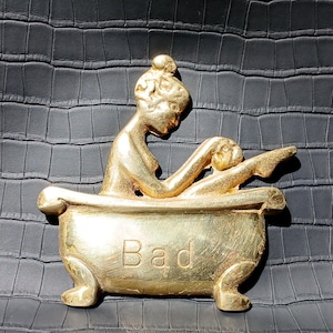 Vintage solid brass Door Sign “Bathroom, Toilet“ . Made in Germany.