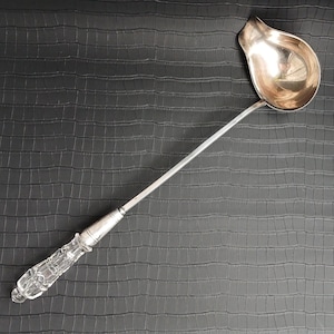 Antique Large Silver Plated Ladle with Crystal Handle for Serving Sauce or Soup . 14.5 inches / 37 cm Vintage Wedding Soup Ladle. WMFN 1/0