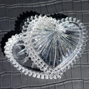 Vintage Nachtmann crystal heart trinket box with original packaging, made in Germany.