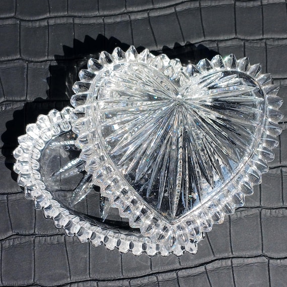 Vintage Nachtmann Heart Crystal Box – 24% Lead Crystal Trinket Dish with Original Box, Made in Germany