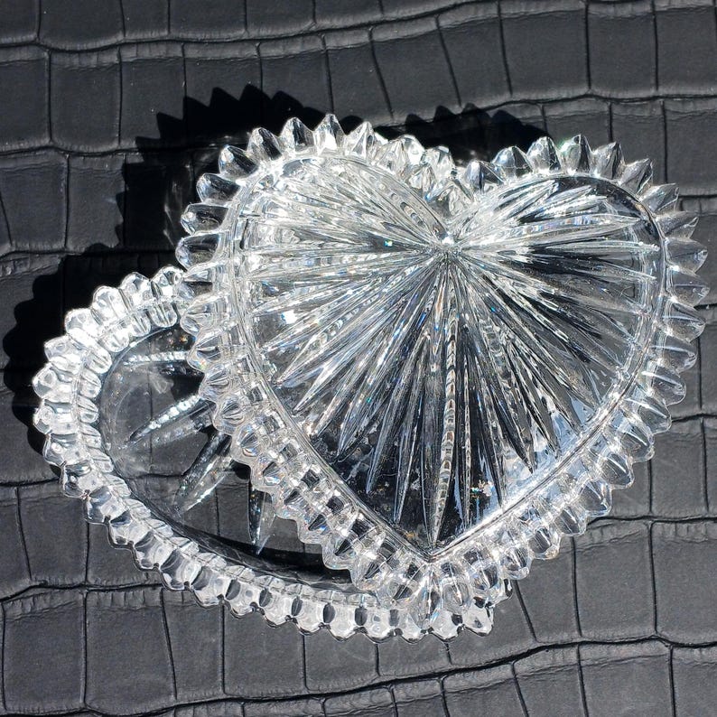 Vintage Nachtmann crystal heart trinket box with original packaging, made in Germany.