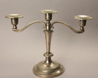 Vintage Silver Plated Candelabra, 3 Arm Candle Holder, Classic Elegant Centerpiece, Mid Century Table Decor