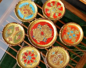 Set 5 Traditional Florentine Vintage Coaster and, Florentine Italy 