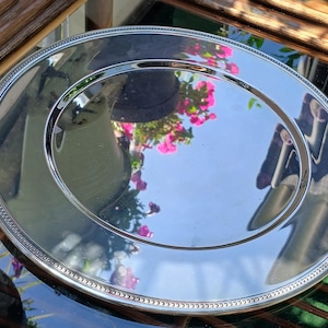 Vintage Silver Plated metal Tray diameter: 30cm. Silver Plated Brass Serving Dish. Appetizer Trays. Wedding table setting.