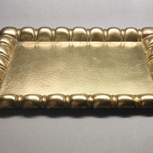Large WESAM Brass Tray 14.5" x 11" – Hammered West Germany Serving Tray - 1004g. – Hollywood Regency Bar Decor image 4