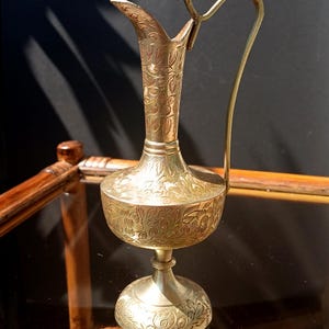 Vintage brass jug from India the 1960s. Vessel - Flower Vase. Brass Pitcher