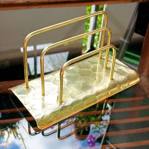 Vintage Brass Letter Holder, Envelope and Other Office Paper Holder - Vintage Office Gift - Office Desk Decor - Stylish Desk Letter Holder