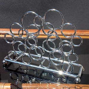 Vintage metal napkin holder, silver color, chrome, stainless steel.